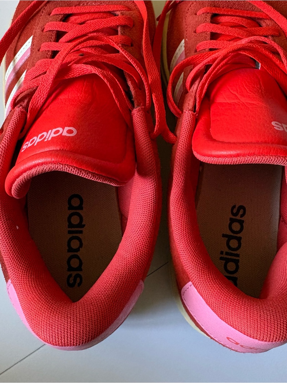 adidas Vl Court Bold Platform Sneaker Red Pink Retro Athleisure Suede Leather - Picture 5 of 7